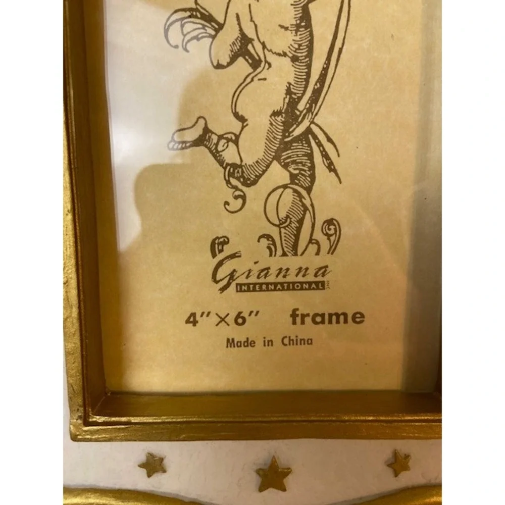 Angel Cherub 4x6 Photo Frame and Enclosed Album Gold White Celestial Star